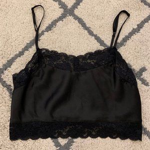 Black Silk and lace crop top